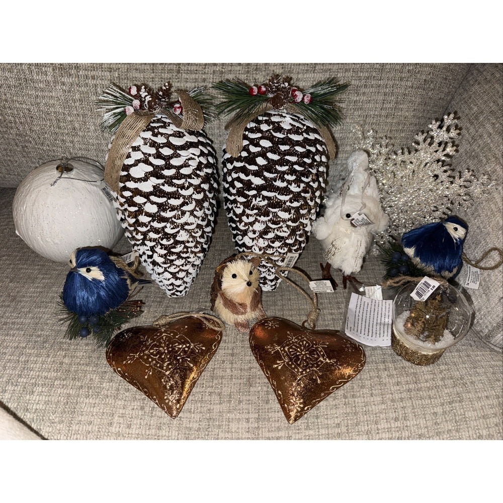 Lot Of‎ 11 Cracker Barrel Christmas Ornaments NWT Woodsy Animals Birds